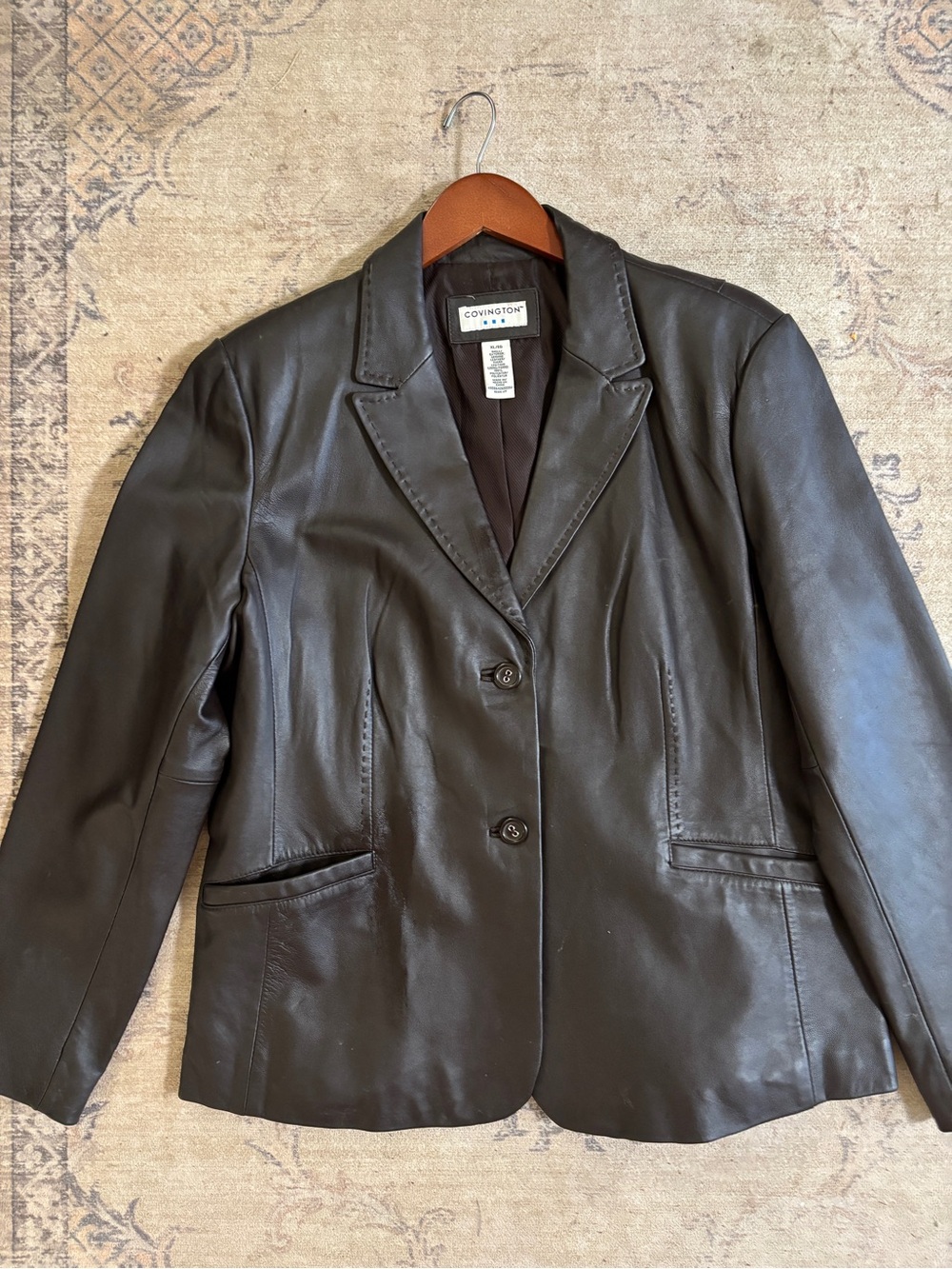 Covington Dark Brown Leather Blazer Jacket